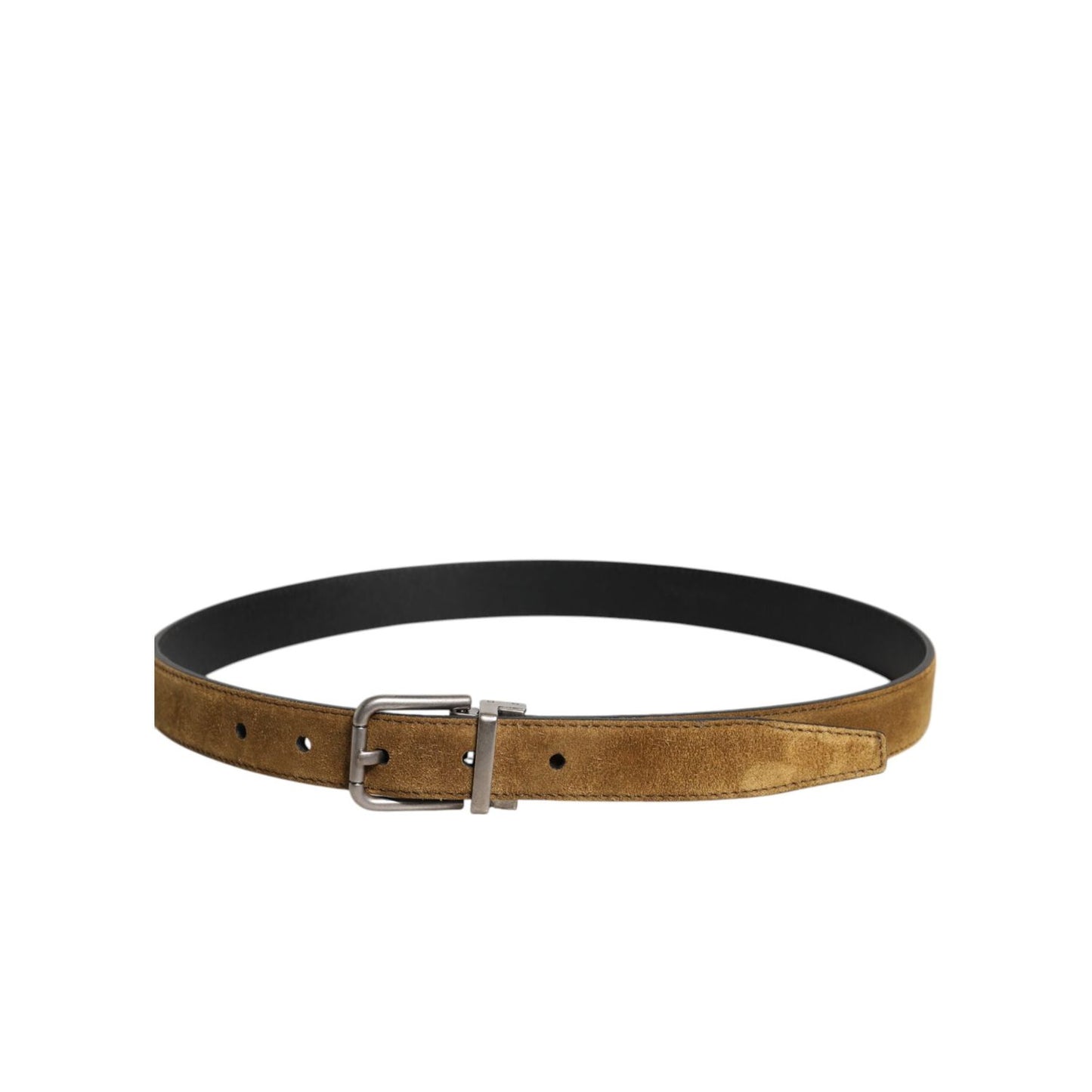Dolce & Gabbana Brown Velvet Leather Logo Buckle Belt BEL9317-90