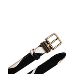 Dolce & Gabbana Black White Zebra Gold Metal Logo Buckle Belt BEL9321-90