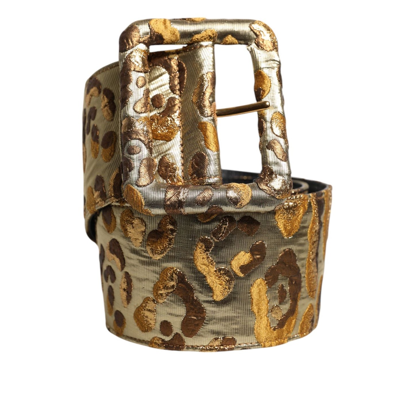 Dolce & Gabbana Gold Spotted Jacquard Fabric Wide Waist Belt WMB468-75
