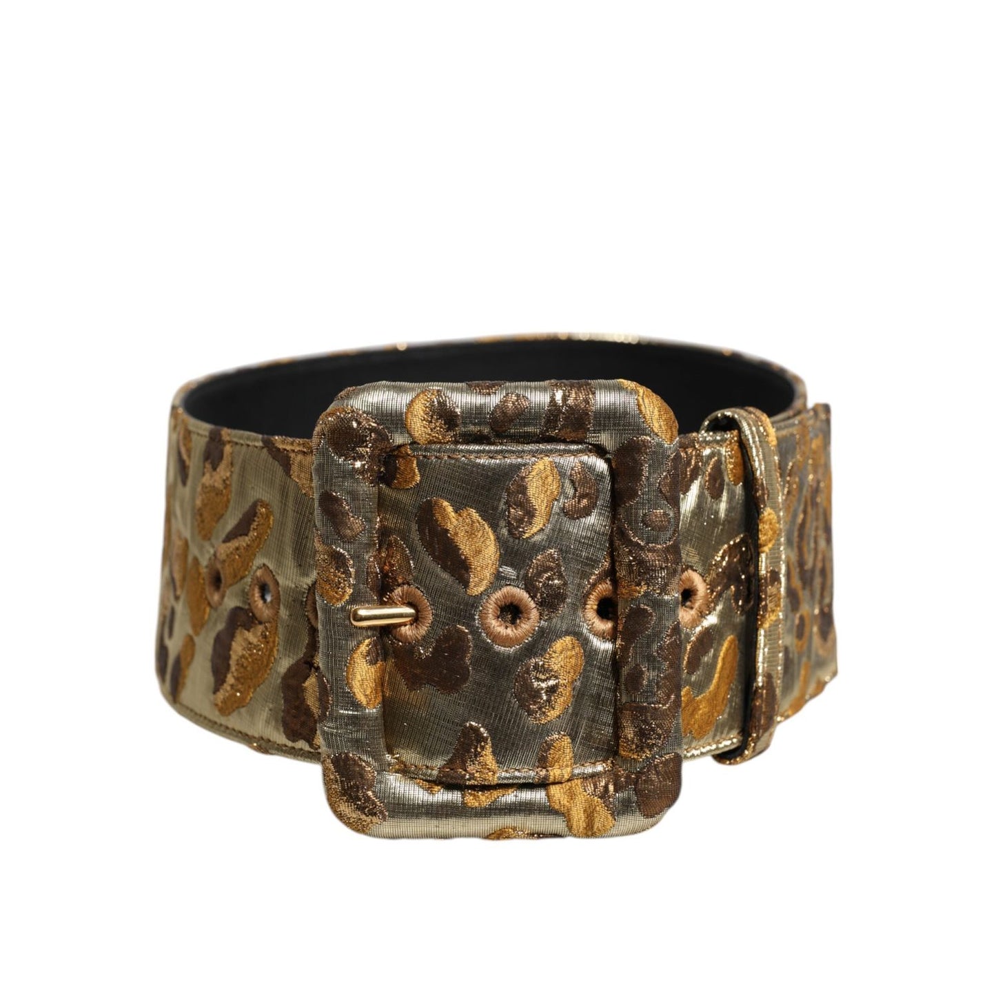 Dolce & Gabbana Gold Spotted Jacquard Fabric Wide Waist Belt WMB468-75