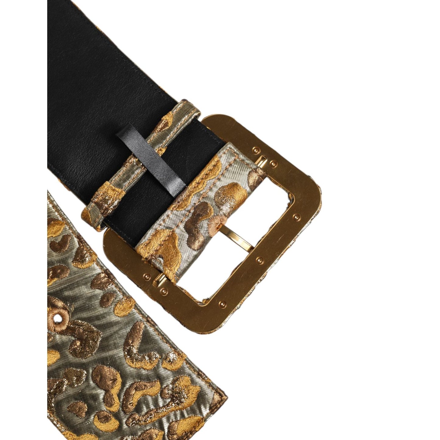 Dolce & Gabbana Gold Spotted Jacquard Fabric Wide Waist Belt WMB468-75