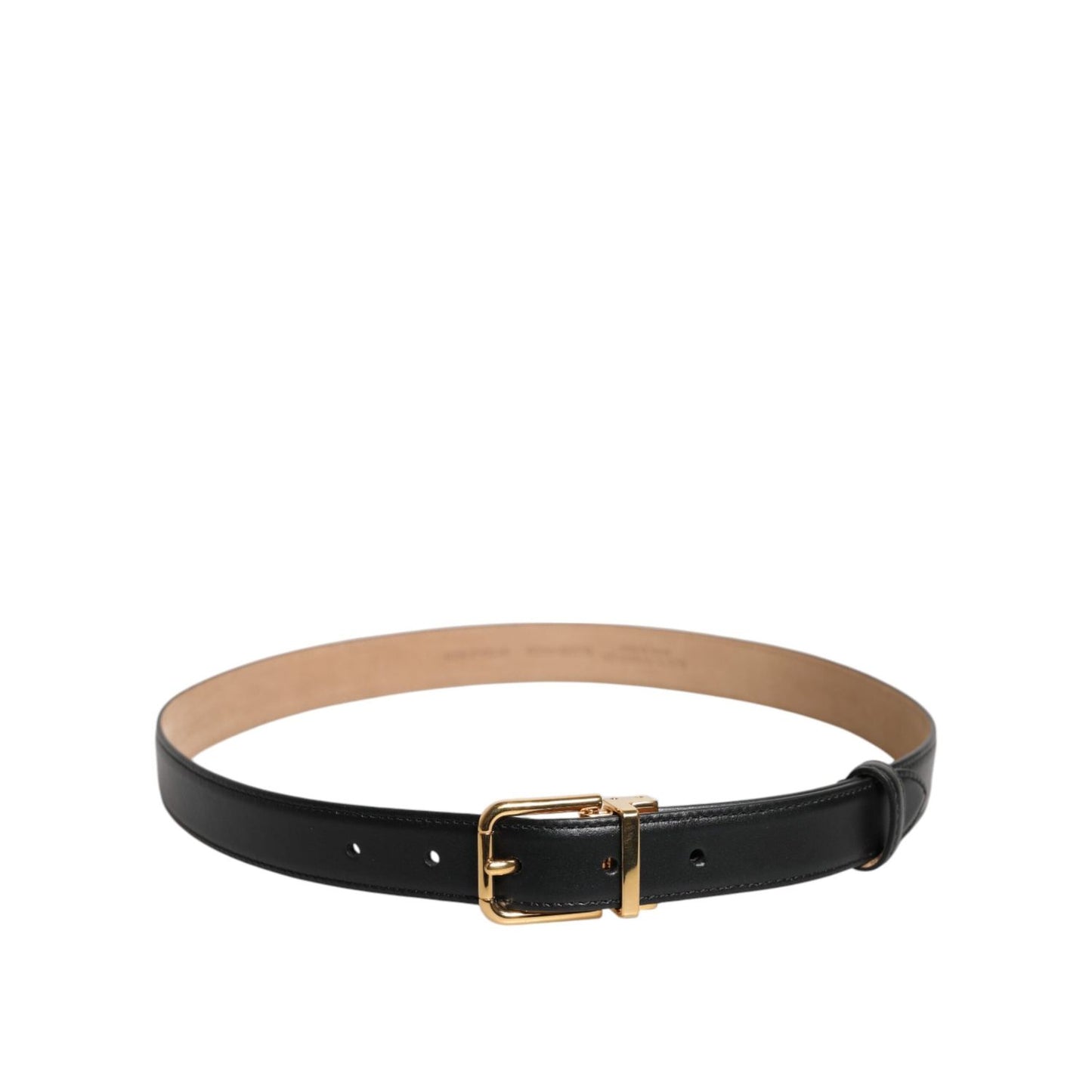 Dolce & Gabbana Black Leather Logo Metal Waist Buckle Belt WMB480-80