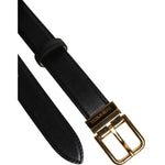 Dolce & Gabbana Black Leather Logo Metal Waist Buckle Belt WMB480-80