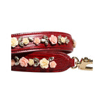 Dolce & Gabbana Red Leather Floral Embellish Bag Shoulder Strap WMB498