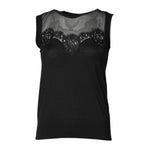 Dolce & Gabbana Black Lace Sheer Crew Neck Sleeveless Top TSH878592-38