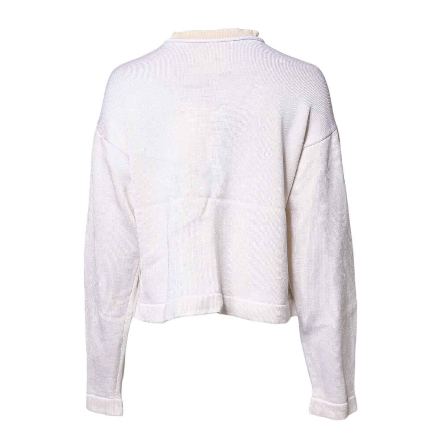 Jil Sander White Viscose Crew Neck Long Sleeves Pullover Sweater TSH878613-34