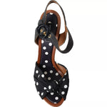 Dolce & Gabbana Black Polka Dot Leather Heels Sandals Shoes LA10813-39