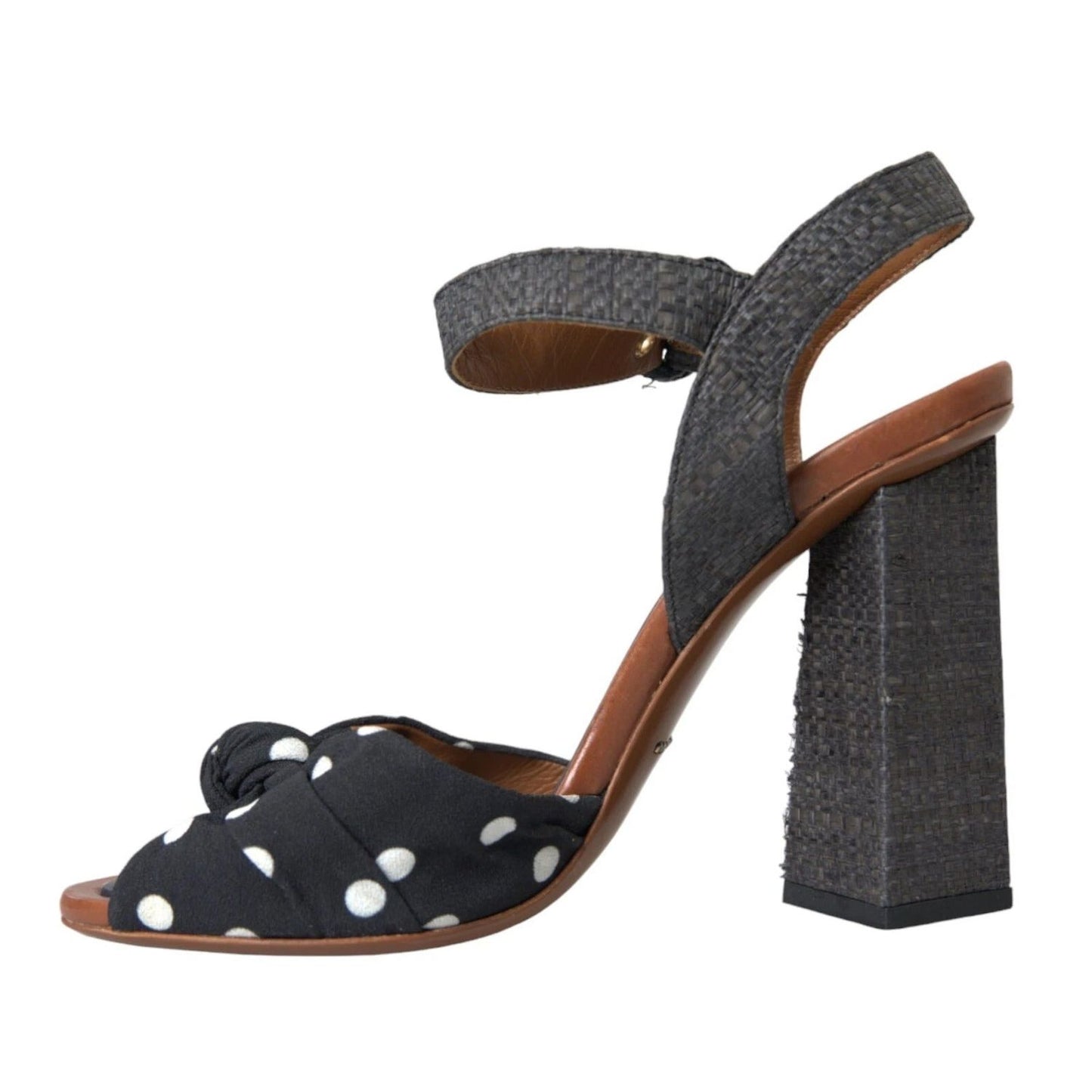 Dolce & Gabbana Black Polka Dot Leather Heels Sandals Shoes LA10813-39