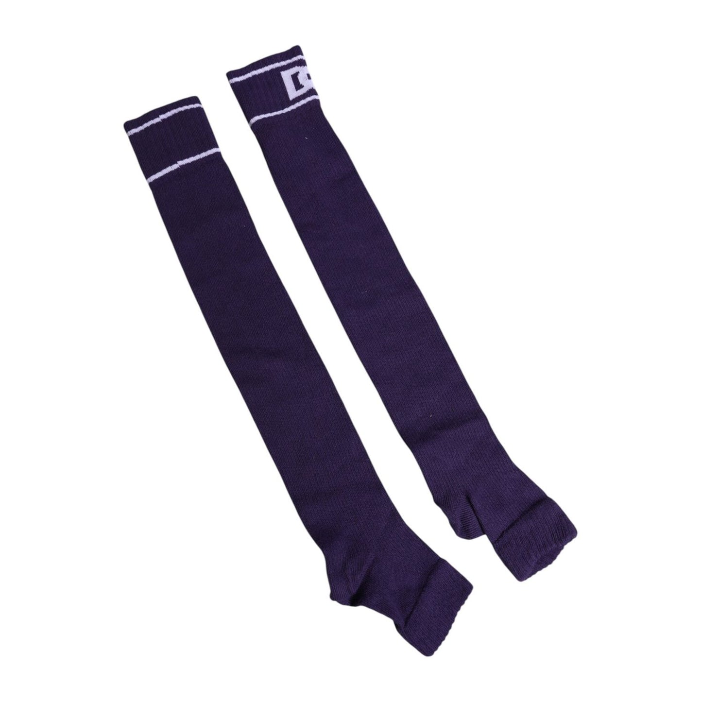 Dolce & Gabbana Purple Cotton DG Logo Print Open Toe Socks