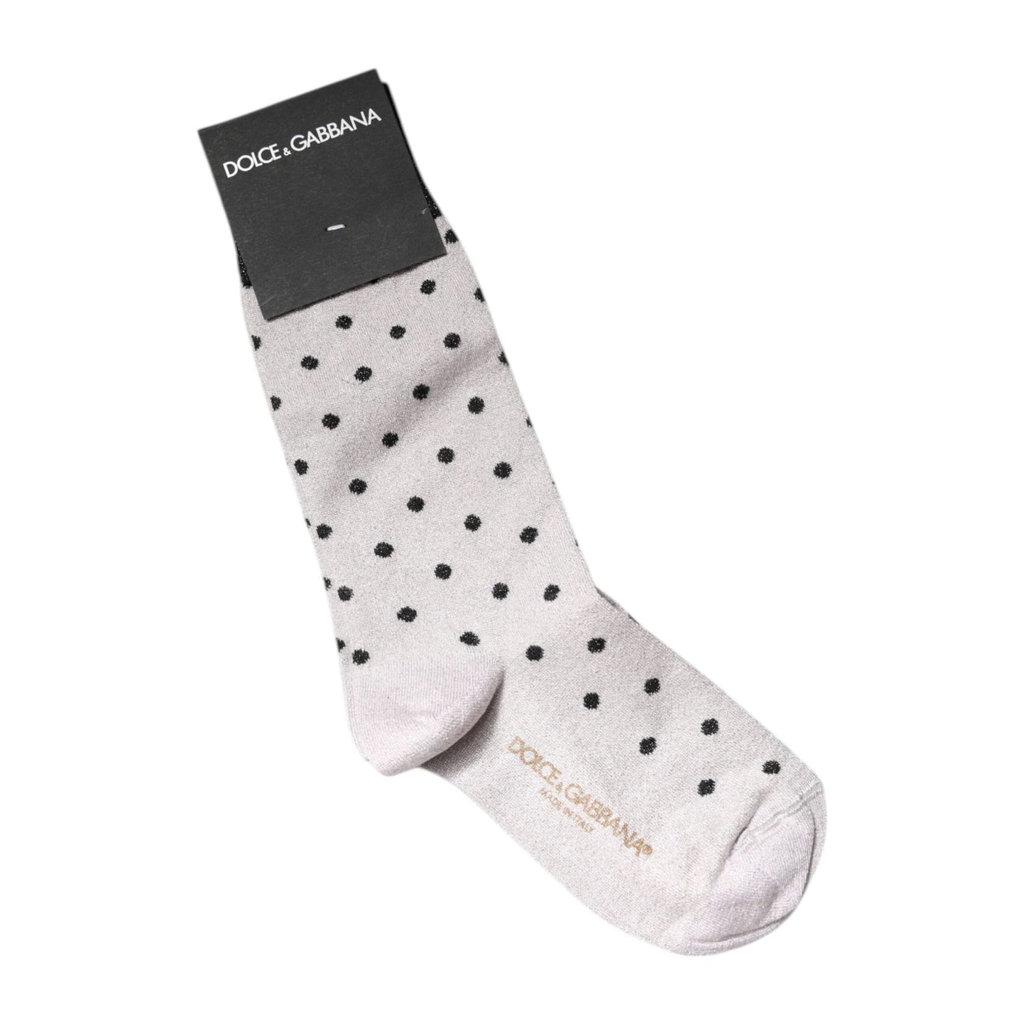 Dolce & Gabbana Gray Viscose Stretch Dotted Socks