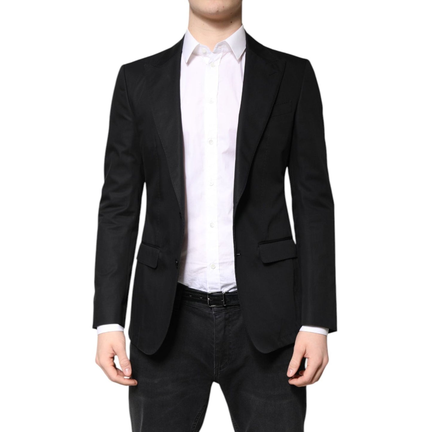 Dolce & Gabbana Black Cotton Single Breasted Men Coat Blazer JKT41380-46