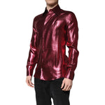 Dolce & Gabbana Metallic Red Cotton GOLD Dress Formal Shirt TSH86348-38