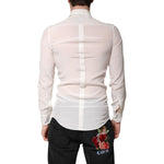 Dolce & Gabbana White Silk GOLD Dress Formal Collared Shirt TSH878640-38