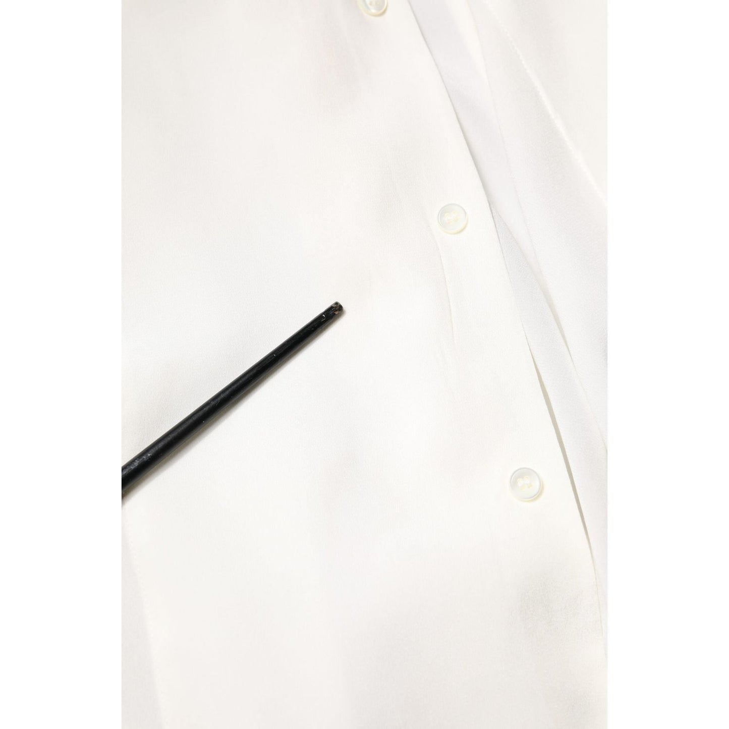 Dolce & Gabbana White Silk GOLD Dress Formal Collared Shirt TSH878640-38