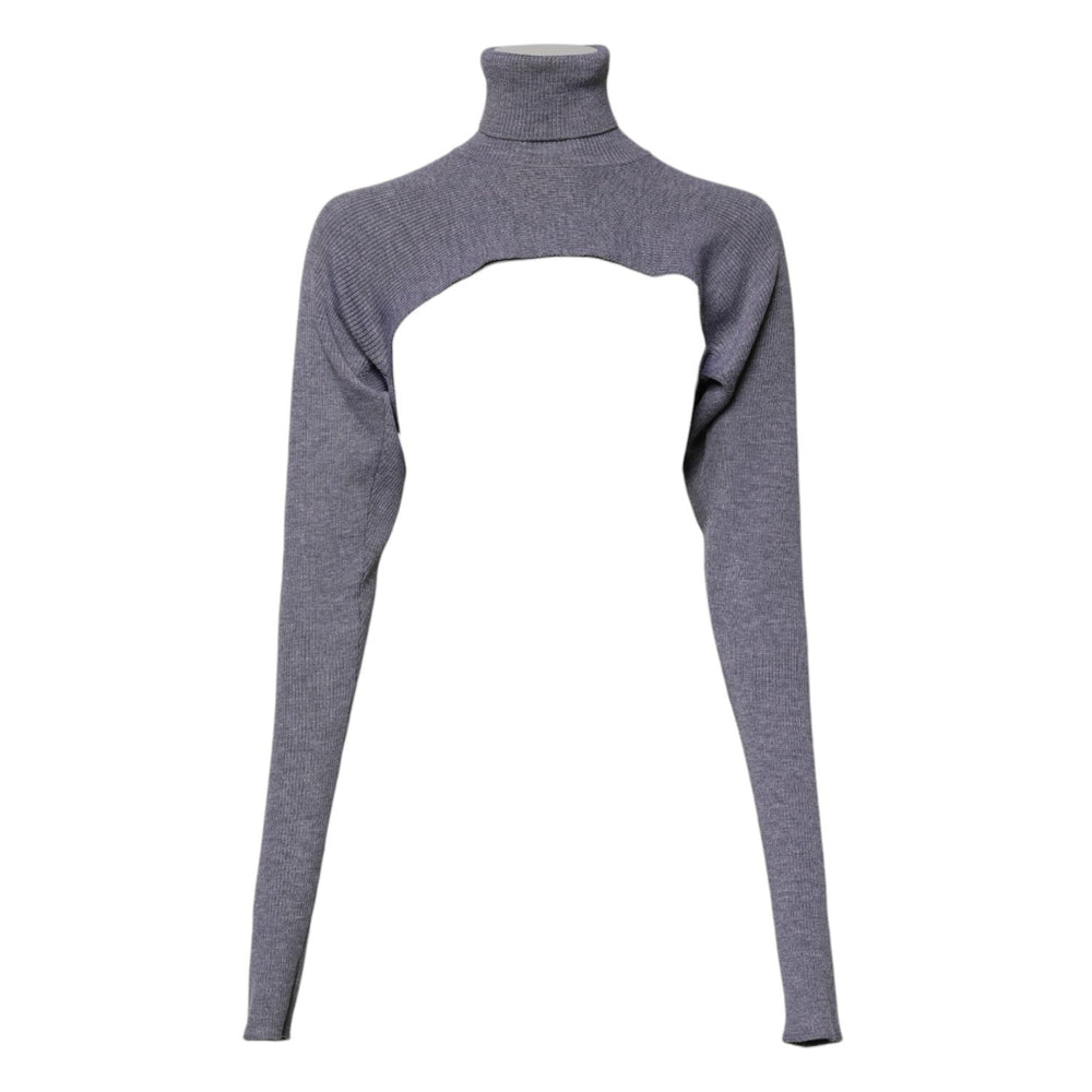 Dolce & Gabbana Gray Wool Knit Turtleneck Cropped Top Sweater TSH90383-40