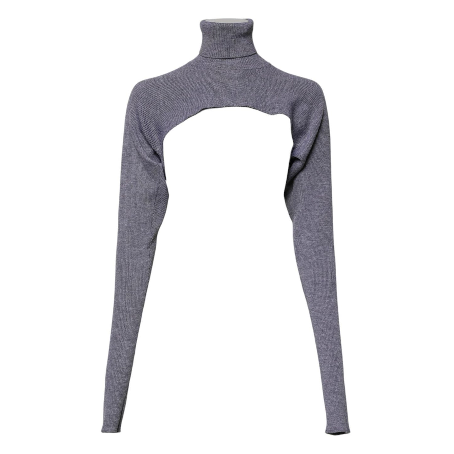 Dolce & Gabbana Gray Wool Knit Turtleneck Cropped Top Sweater TSH90383-40