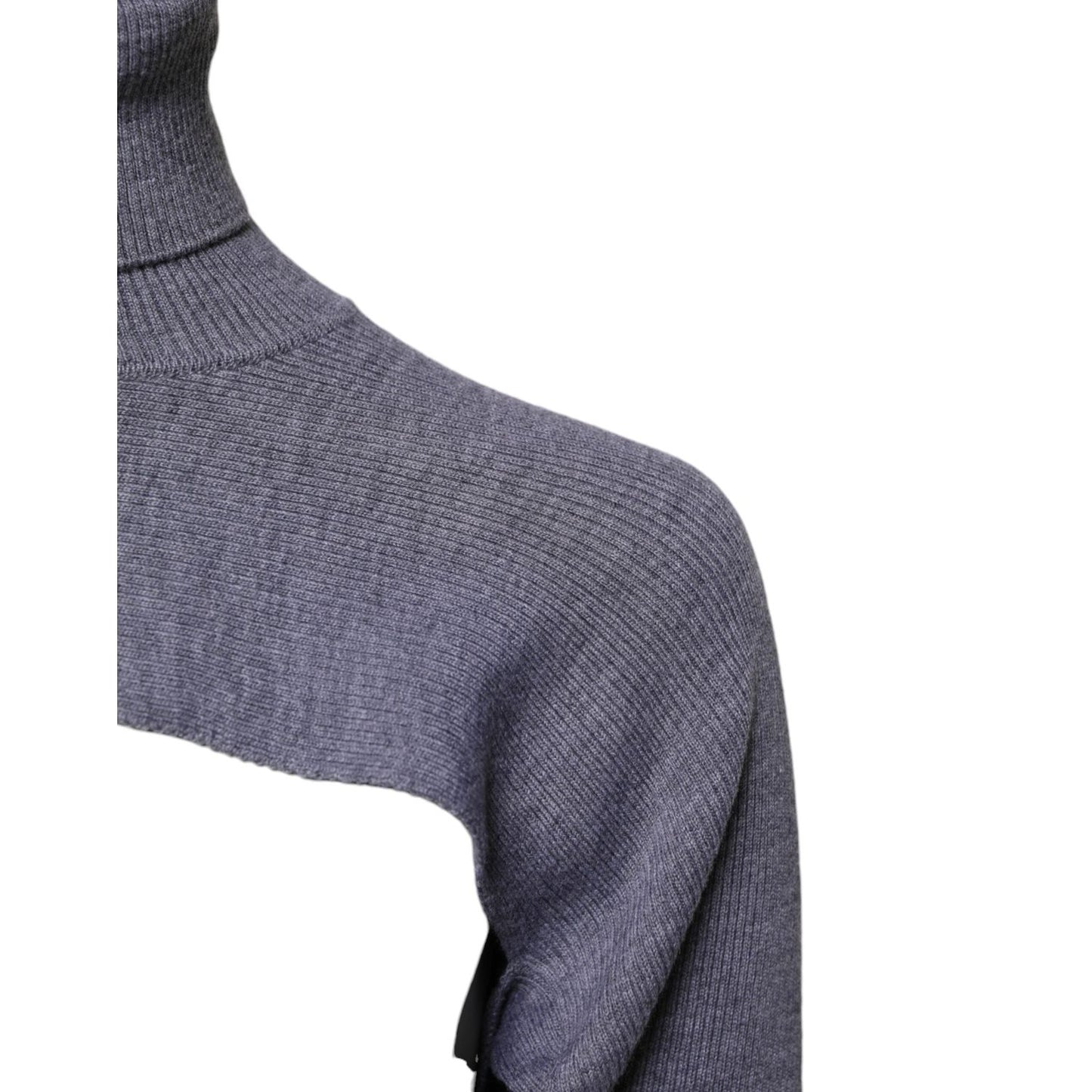 Dolce & Gabbana Gray Wool Knit Turtleneck Cropped Top Sweater TSH90383-40