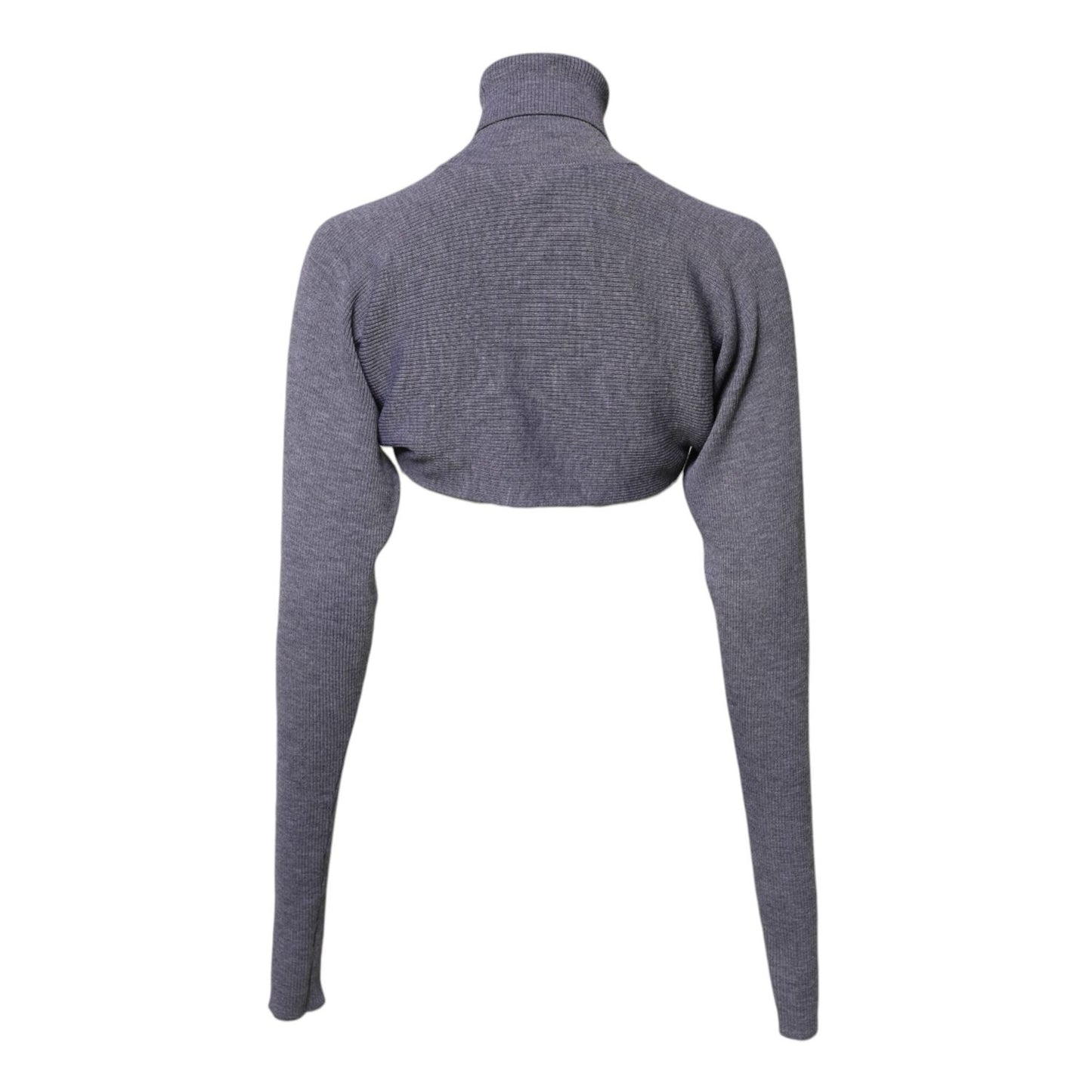 Dolce & Gabbana Gray Wool Knit Turtleneck Cropped Top Sweater TSH90383-40