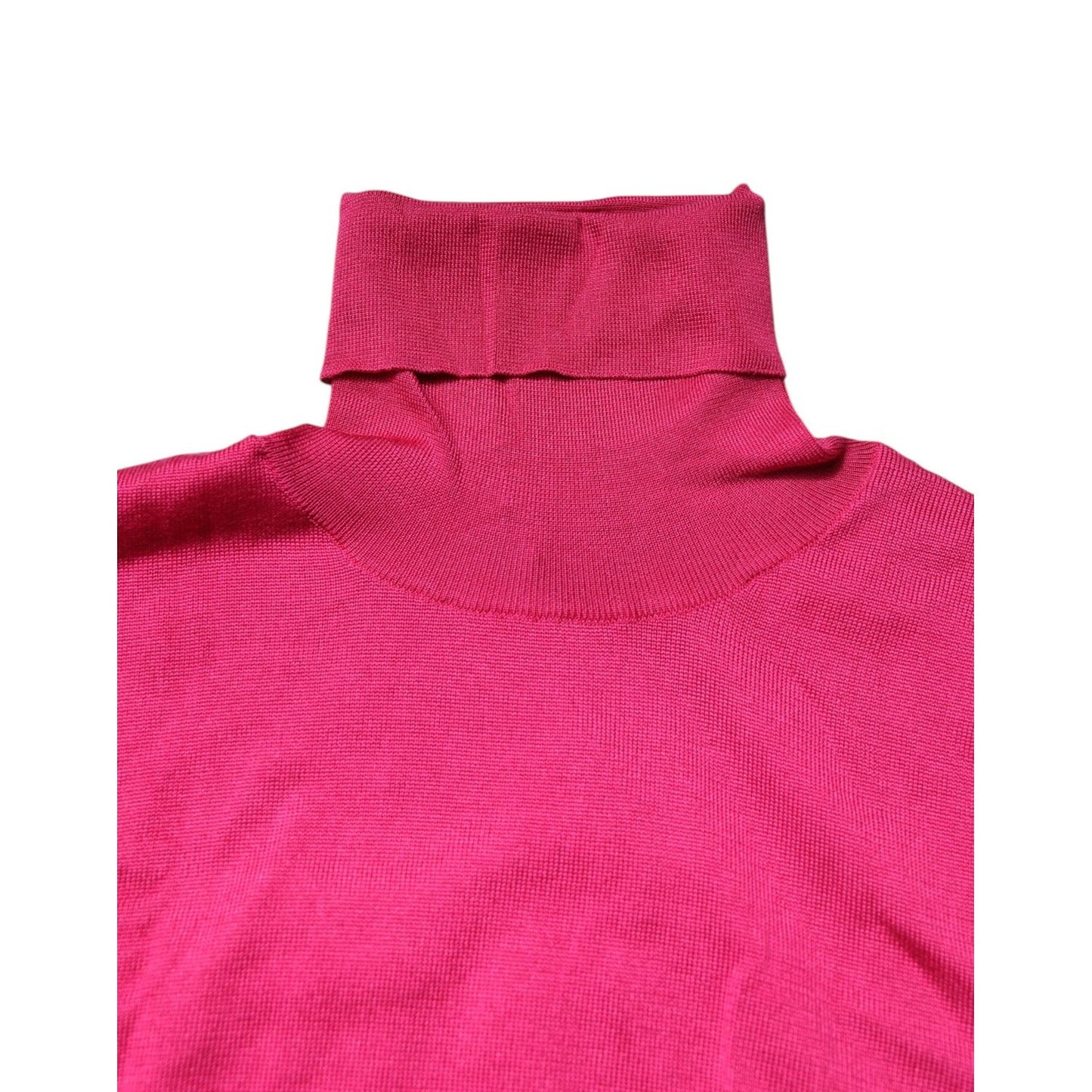 Dolce & Gabbana Pink Silk Knitted Turtleneck Cropped Top TSH878507-38