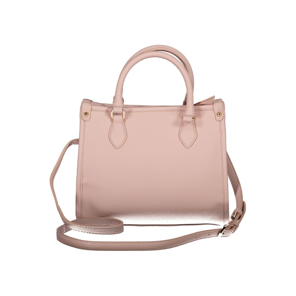 Mario Valentino Pink Polyethylene Handbag with handles, adjustable strap, protective feet, zip closure, and logo.