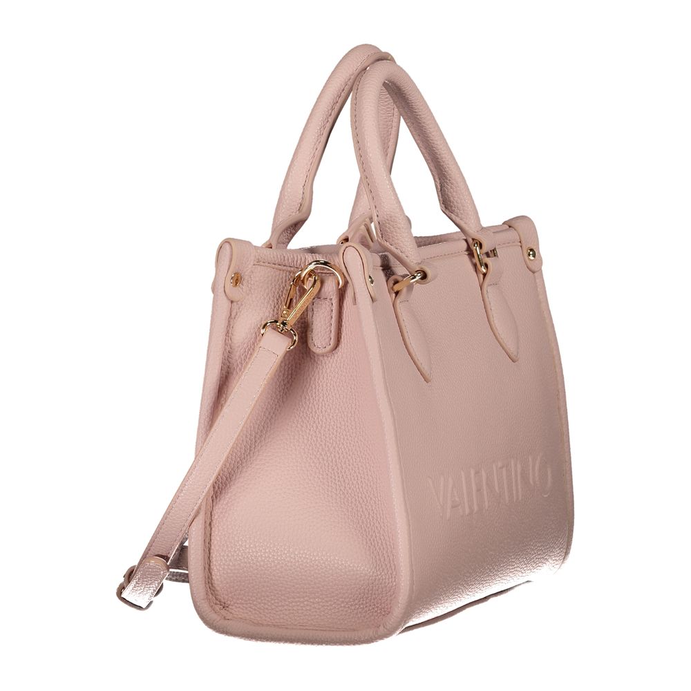 Mario Valentino Pink Polyethylene Handbag with two handles, adjustable removable strap, internal pockets, protective feet, and zip closure.