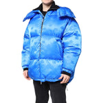 Dolce & Gabbana Blue Logo Full Zip Hooded Quilted Jacket