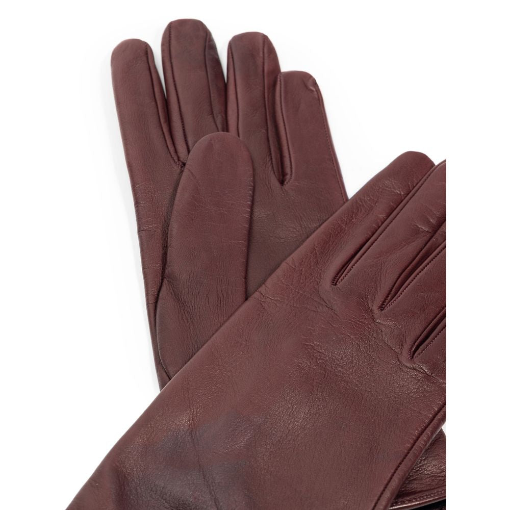 Dolce & Gabbana Burgundy Leather Gloves