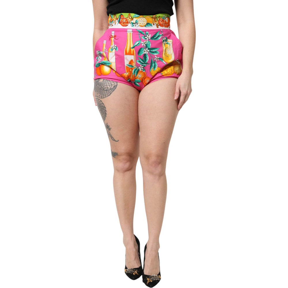 Dolce & Gabbana Pink Printed High Waist Hot Pants Shorts 1728,67345645728,Clothing,Dolce & Gabbana,IT38 | XS,IT42|M,IT44 | L,Material: 100% Cotton,New with tags,Pink,Shorts - Women - Clothing,Women,Women - Clothing Dolce & Gabbana PAN76315-38