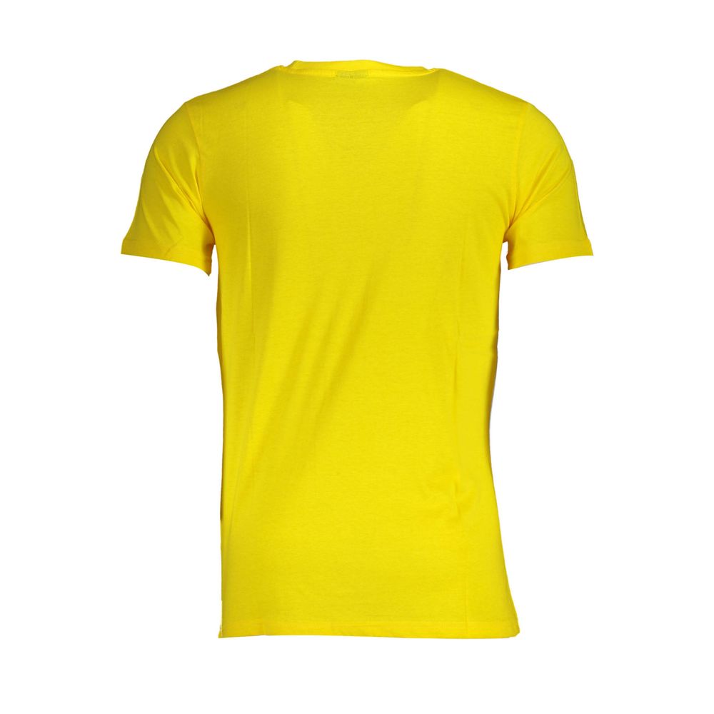 Back view of Norway 1963 yellow cotton men's T-shirt with classic crew neck and short sleeves, showcasing premium craftsmanship.