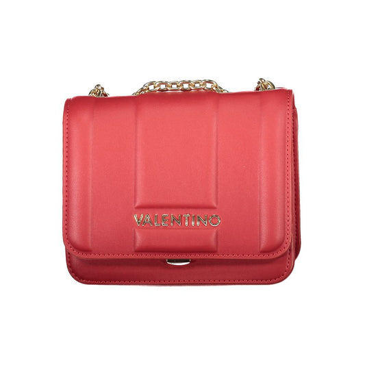Mario Valentino Red Polyethylene Women Handbag with chain shoulder strap, featuring iconic logo, perfect for elegant style and sophistication.