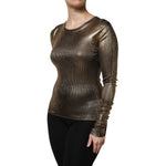 Dolce & Gabbana Gold Round Neck Long Sleeve Pullover Top THS90397-40