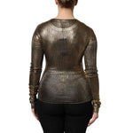 Dolce & Gabbana Gold Round Neck Long Sleeve Pullover Top THS90397-40