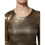 Dolce & Gabbana Gold Round Neck Long Sleeve Pullover Top THS90397-40