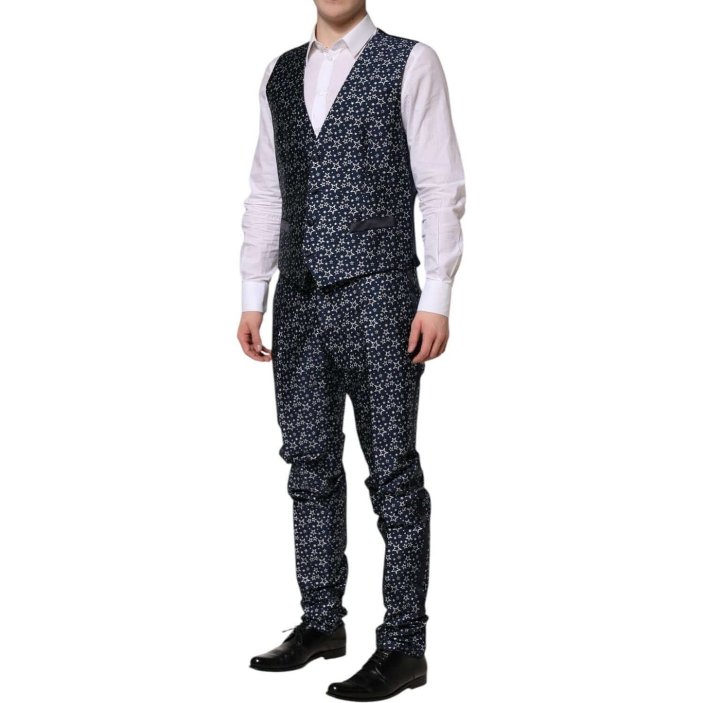 Dolce & Gabbana Blue MARTINI Star Jacquard 3 Piece Suit