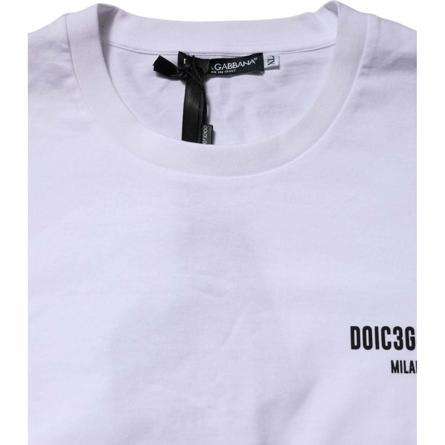 Dolce & Gabbana White Cotton Logo Print Crew Neck T-shirt TSH90615-52