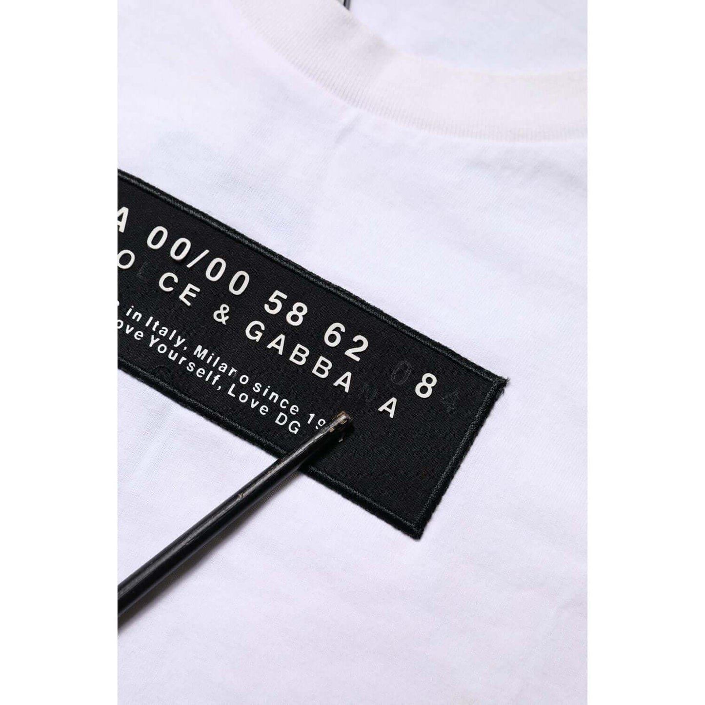 Dolce & Gabbana White Cotton Logo Patch Crew Neck T-shirt TSH90629-52