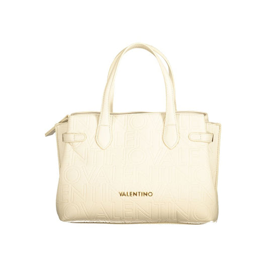 Mario Valentino Beige Polyethylene Women Handbag with elegant handles and logo design.