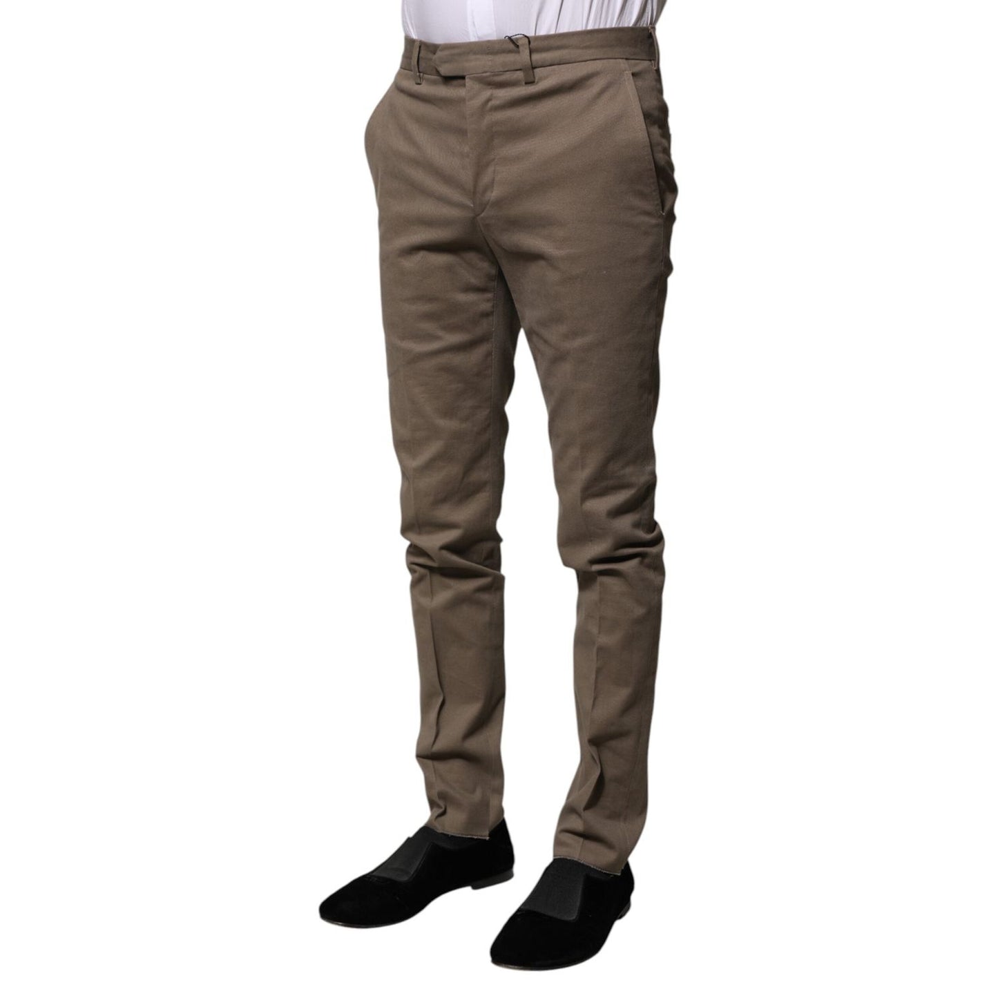 BENCIVENGA Brown Cotton Tapered Formal Dress Pants PAN76275-46