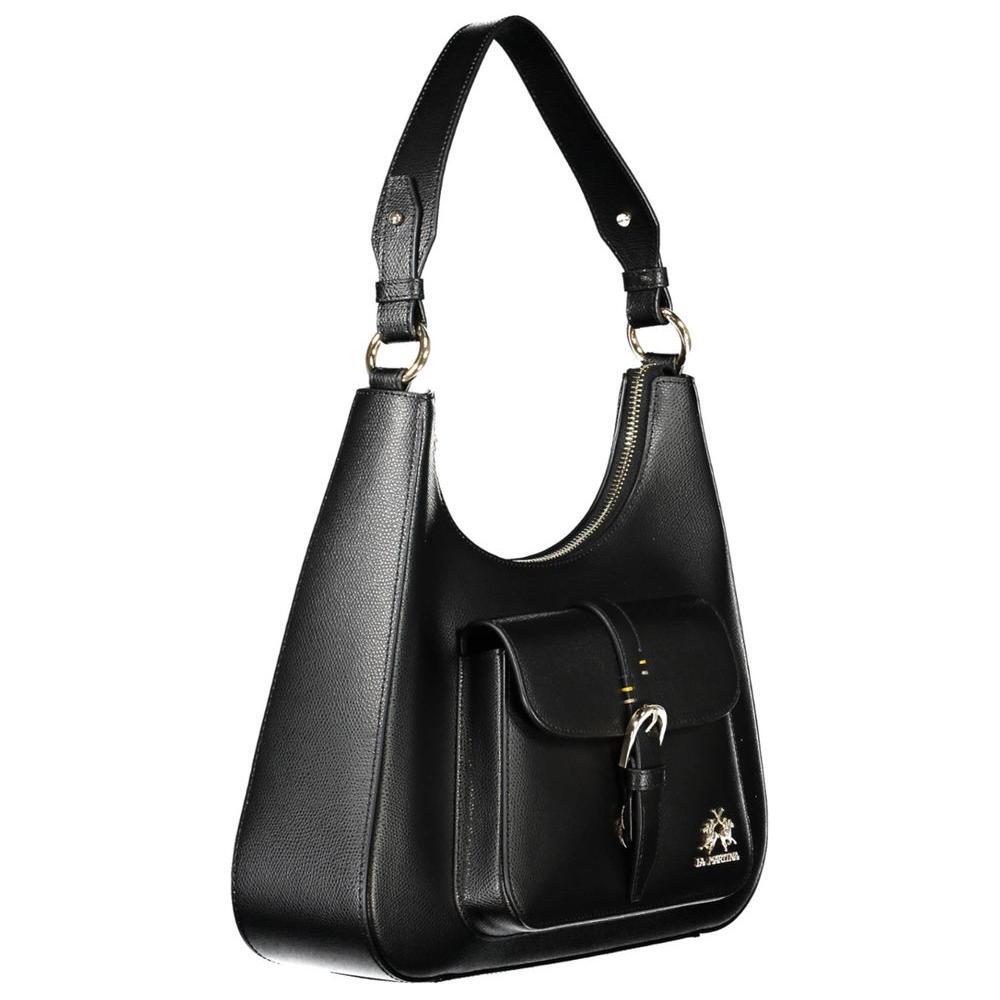 La Martina Black Leather Women Handbag