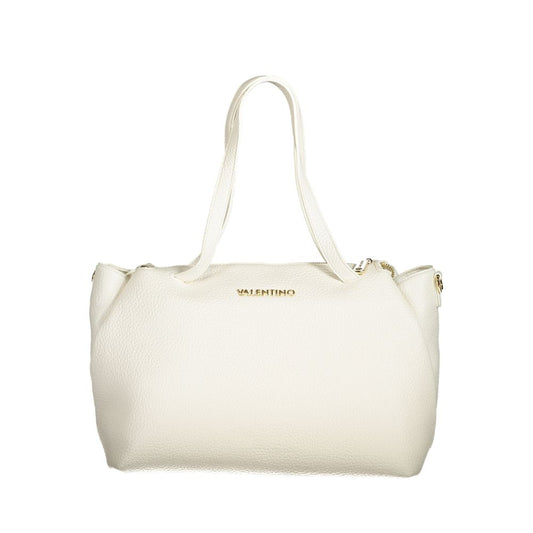 Mario Valentino White Polyethylene Women Handbag with dual shoulder handles and detachable strap