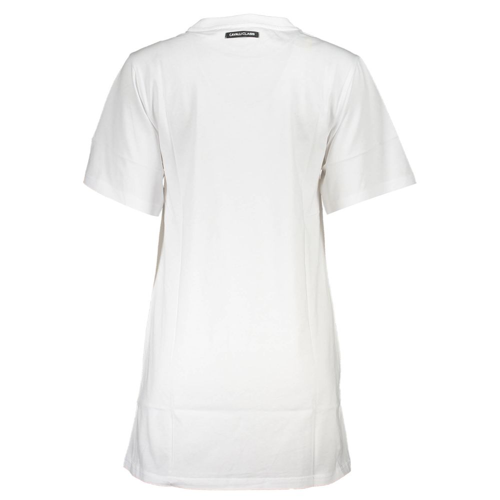 Back view of Cavalli Class White Cotton Women Dress showing short sleeves and elegant tailoring