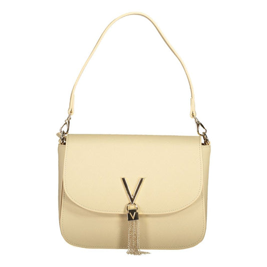 Mario Valentino Beige Polyethylene Women Handbag with detachable chain strap and external pocket for modern fashionistas.