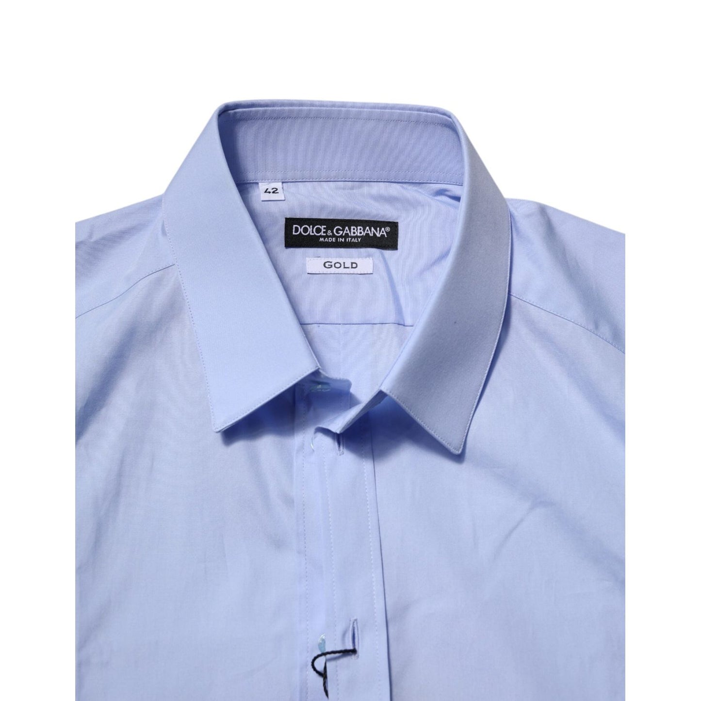 Dolce & Gabbana Blue Cotton GOLD Long Sleeves Dress Shirt