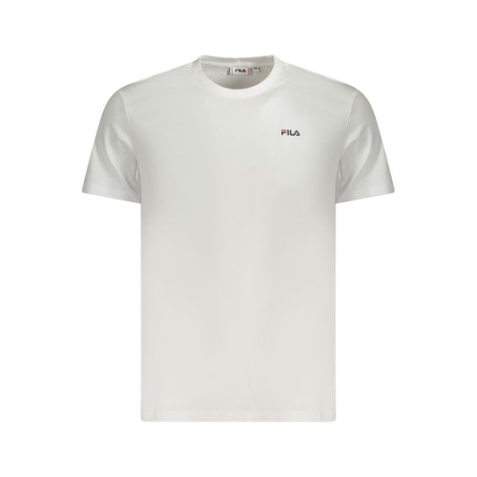 Fila White Cotton Men T-Shirt with iconic FILA logo, crafted from 100% organic cotton for style and comfort.