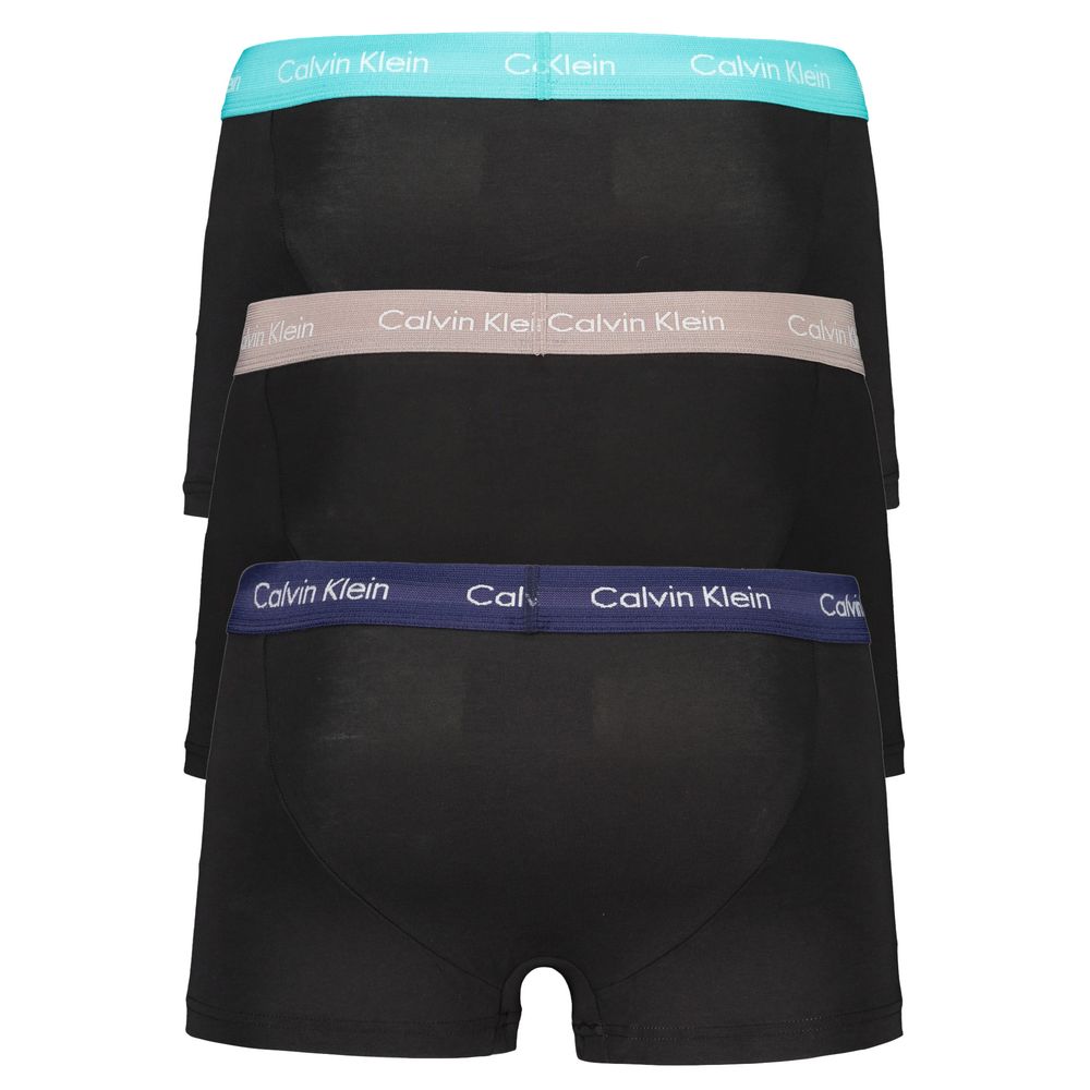 Calvin Klein Black Cotton Underwear tri-pack with multicolor elastic waistbands featuring logo design.