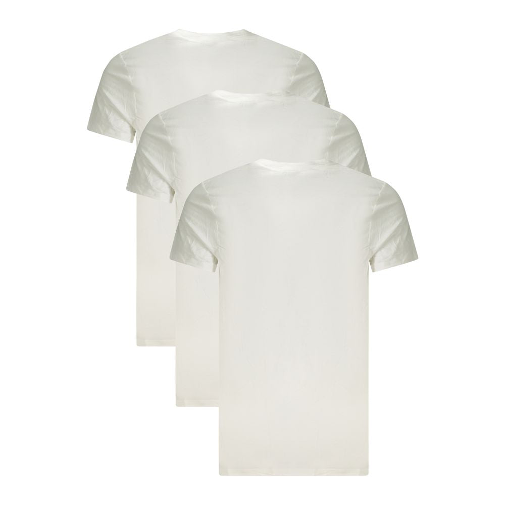 Calvin Klein White Cotton Men T-Shirt tri-pack featuring short sleeves and crew neck design for classic style.