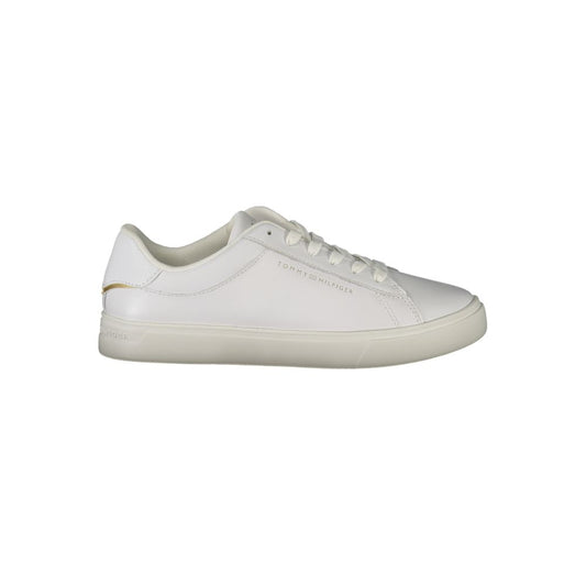 Tommy Hilfiger White Polyethylene Women Sneaker with classic design and contrasting details for casual sophistication.
