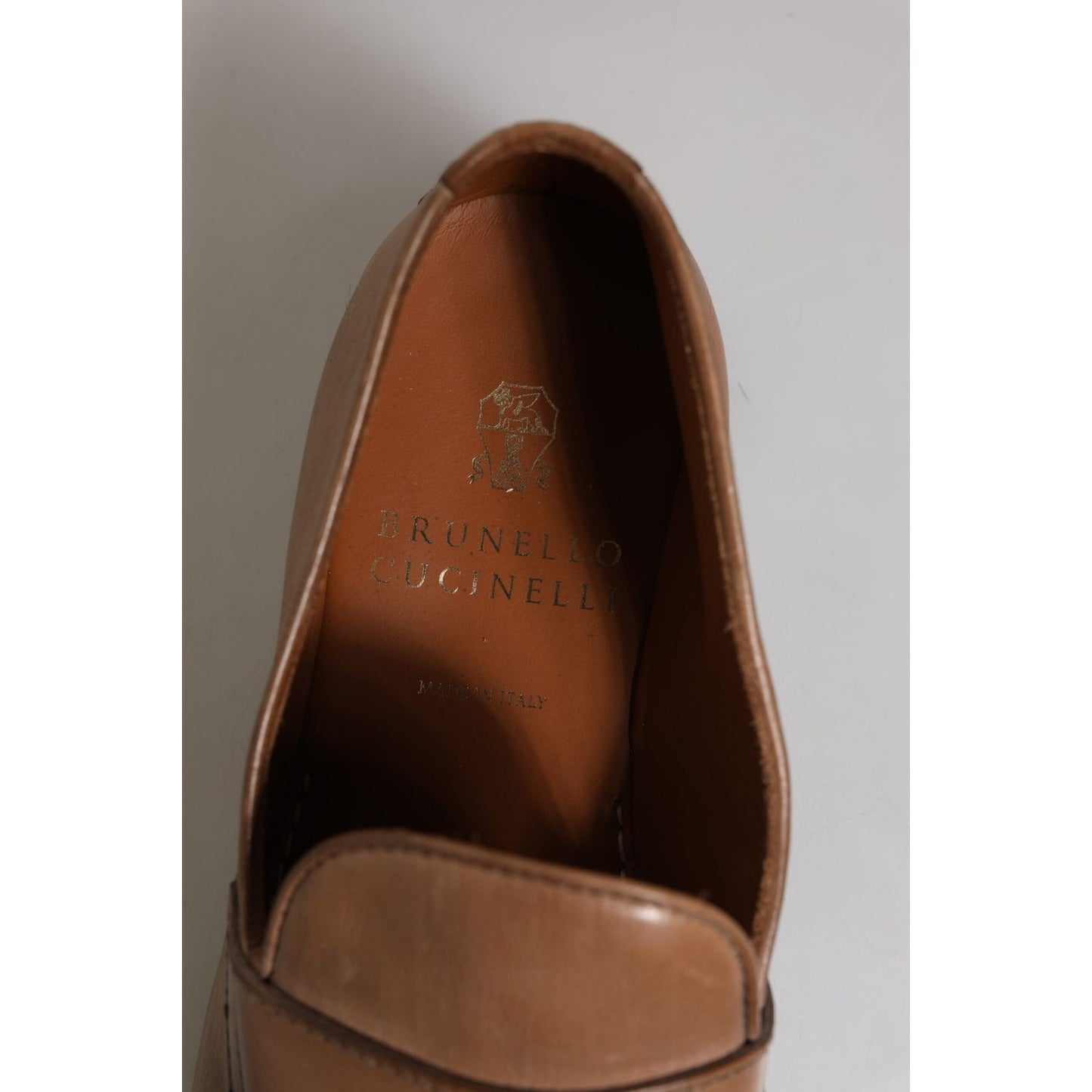 Brunello Cucinelli Brown Leather Loafer Dress Formal Shoes MV7267-44