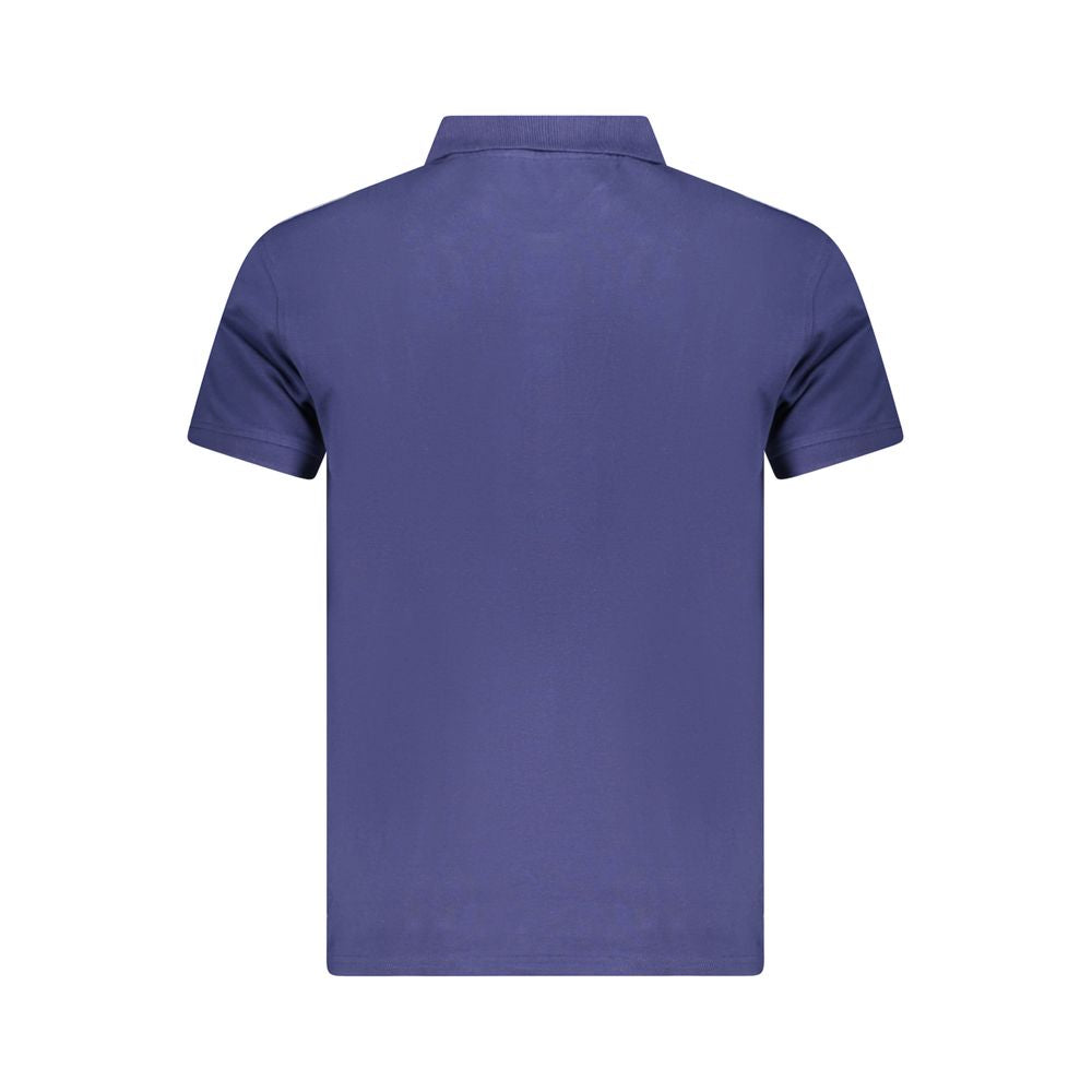 Back view of Cavalli Class Blue Cotton Men Polo Shirt showcasing sleek design and high-quality fabric.
