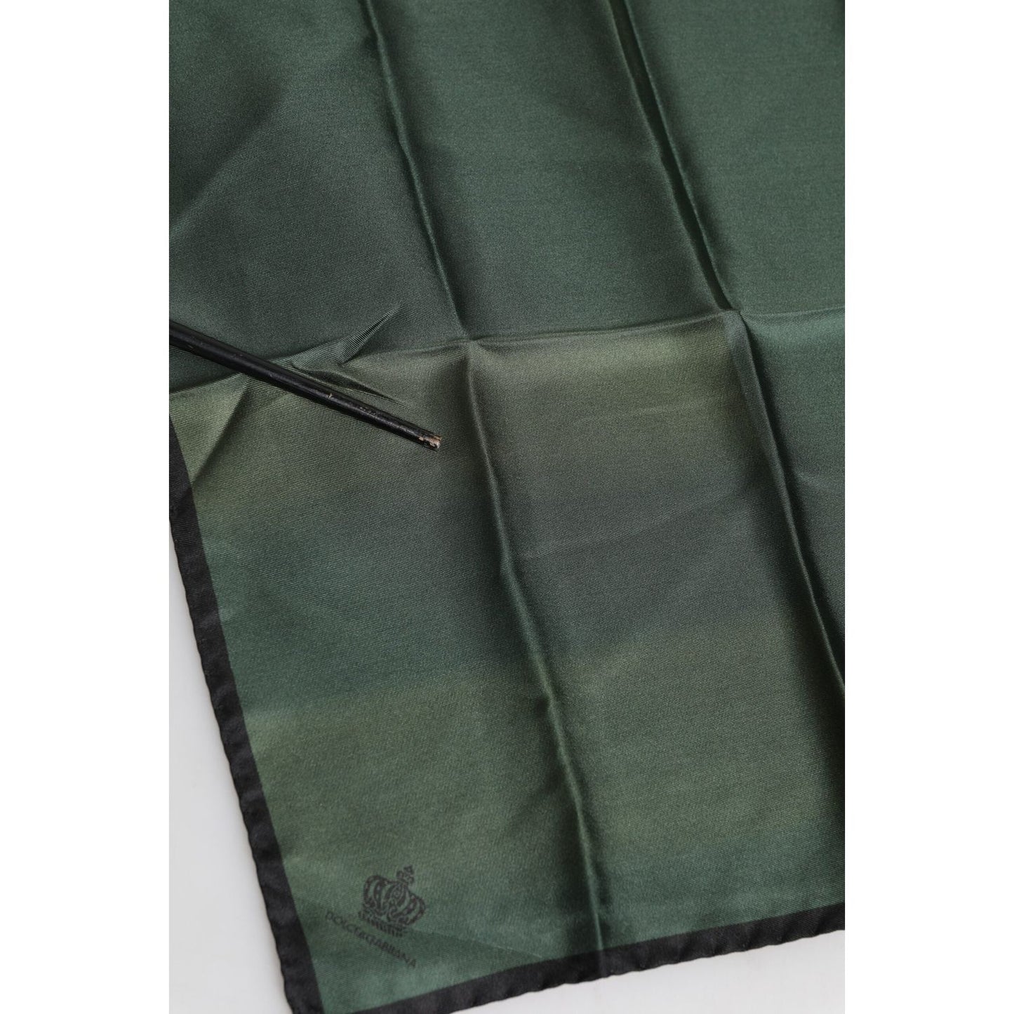 Dolce & Gabbana Green DG Crown Silk Square Men Foulard Scarf MS7282